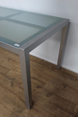 Lot 119 - Contemporary glass and metal dining table, 130cm wide, 80cm deep, 75cm high