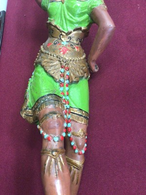 Lot 947 - Pair of 19th century cold painted spelter figural candlesticks, in the form of Africa and America