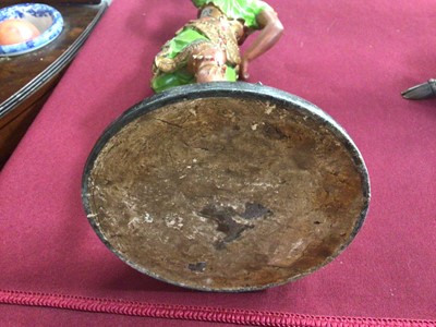 Lot 947 - Pair of 19th century cold painted spelter figural candlesticks, in the form of Africa and America