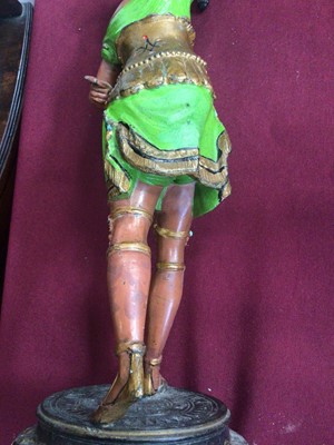 Lot 947 - Pair of 19th century cold painted spelter figural candlesticks, in the form of Africa and America