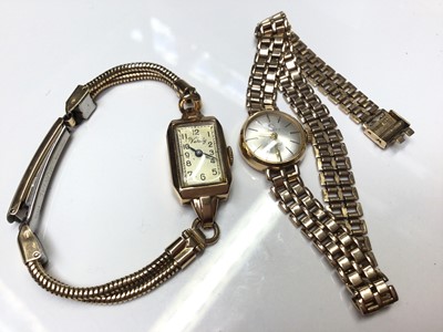 Lot 61 - Two vintage ladies 9ct gold Verity wristwatches, one on 9ct gold bracelet, the other plated