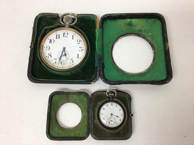 Lot 67 - Goliath pocket watch and one other pocket watch both housed in silver mounted leather cases
