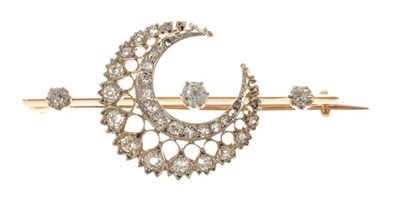 Lot 518 - Victorian diamond crescent bar brooch