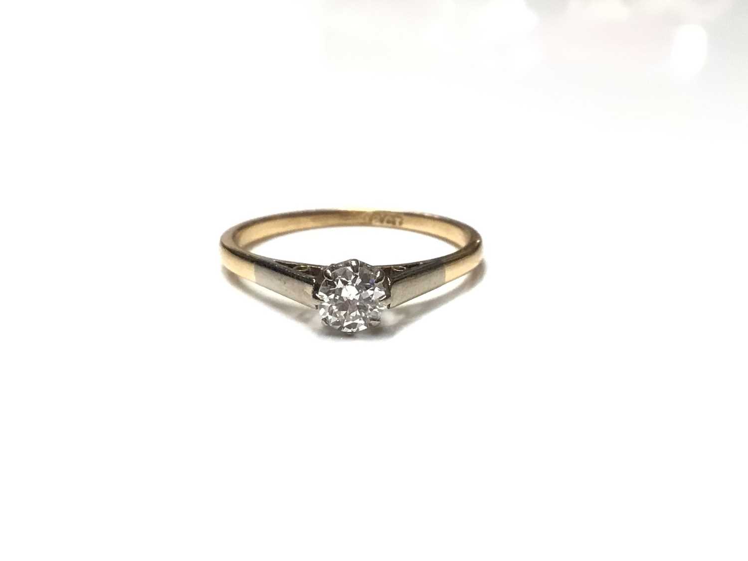 Lot 75 - Diamond single stone ring on 18ct gold shank