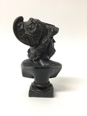Lot 111 - Painted spelter bust of Mars, 18.5cm high