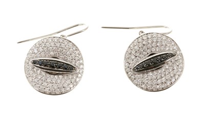 Lot 479 - Pair of diamond disc earrings