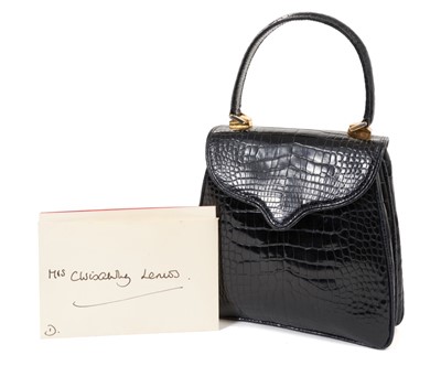 Lot 115 - Diana Princess of Wales, rare Crocodile leather handbag by Lana Marks, owned and gifted by the Princess to a Greek shipping magnets wife as a thank you and by a hand written letter.