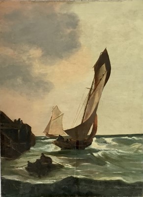 Lot 95 - 19th century English school oil on canvas- seascape, 69cm x 51cm