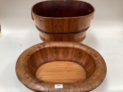 Lot 2480 - Large brass bound wooden wine cooler