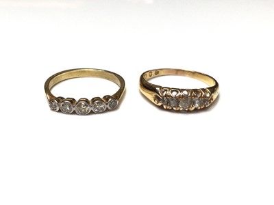 Lot 85 - Edwardian diamond five stone ring and Victorian diamond five stone ring
