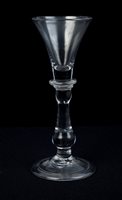 Lot 231 - Early Georgian Wine glass with trumpet bowl...