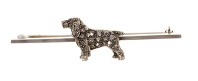 Lot 549 - Victorian style diamond novelty brooch in the form of a dog with pavé set rose cut diamonds