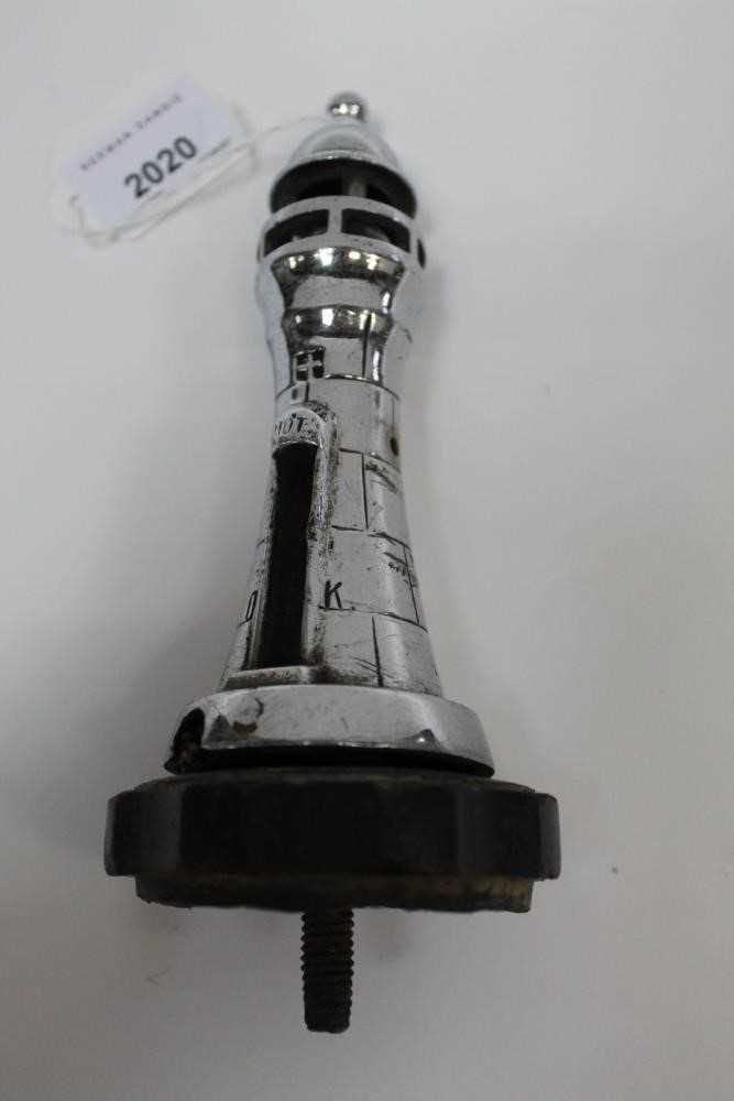 Lot 2020 - Vintage chrome car mascot in the form of a lighthouse, stamped P. Rossi, Eastbourne, Pat No.29700