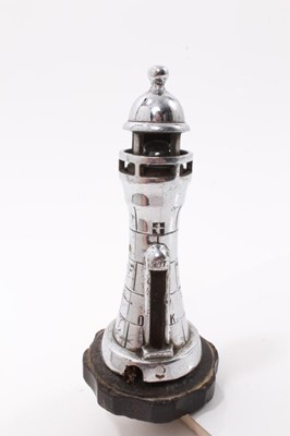 Lot 2020 - Vintage chrome car mascot in the form of a lighthouse, stamped P. Rossi, Eastbourne, Pat No.29700