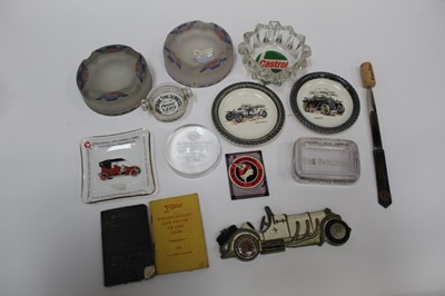 Lot 2025 - Collection of early motoring promotional glass ashtrays including Castrol, Motor Credit Services Ltd, Hampshire Tyre Services Ltd, Regent Benzole mixture and other related items (1 box).