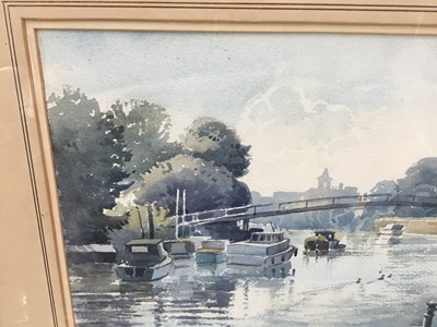 Lot 106 - Albert Houghton watercolour - Footbridge to Eel-Pie Island, Twickenham, signed, 27cm x 38cm, in glazed frame 
Exhibited: The Wapping Group of Artists