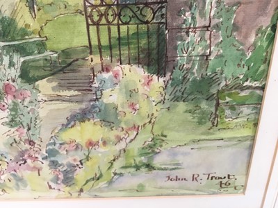 Lot 108 - John R. Trout, watercolour - The Garden, Wentworth House, Braintree, signed and dated '46, 46cm x 29cm, in glazed gilt frame