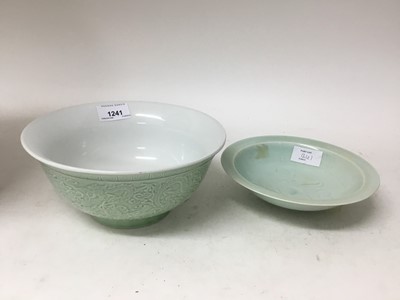 Lot 1241 - Chinese pale green dish and similar dragon decorated bowl (2)