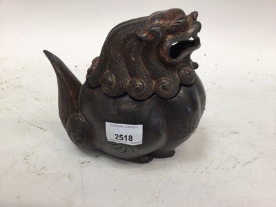 Lot 2518 - Chinese bronze lion censor