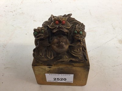 Lot 2520 - Chinese gilt bronze dragon seal