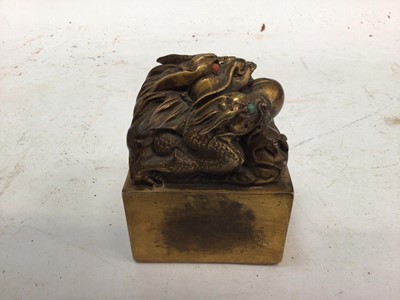 Lot 2438 - Chinese gilt bronze dragon seal