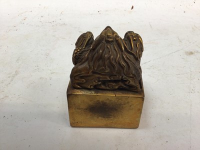 Lot 2438 - Chinese gilt bronze dragon seal