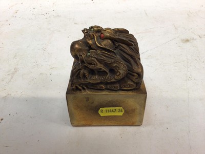 Lot 2438 - Chinese gilt bronze dragon seal
