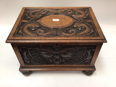 Lot 2576 - Early 20th century Arts and Crafts carved oak box