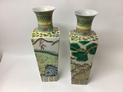 Lot 1214 - Pair Chinese square vases