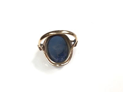 Lot 142 - Opal doublet cocktail ring on yellow metal shank