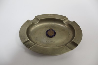 Lot 49 - Collection of 1940s and later Motor Club presentation trophy ashtrays, spill vases and a beaker, (1 box).