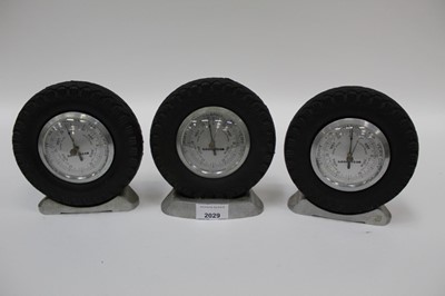 Lot 2029 - Three Goodyear tyres advertising / promotional desk aneroid barometers in the form of tyres (3)