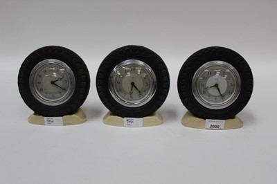 Lot 2030 - Three Goodyear tyres advertising / promotional desk clocks in the form of tyres (3)