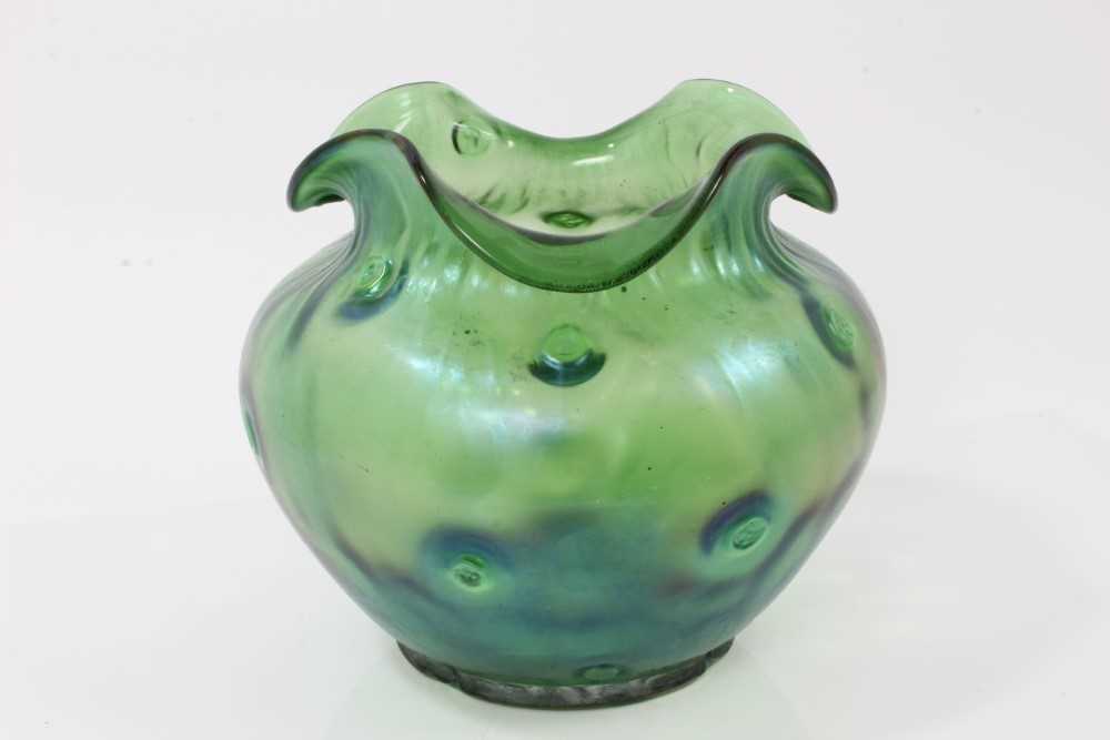 Lot 1115 - Loetz or Kralik iridescent green glass vase