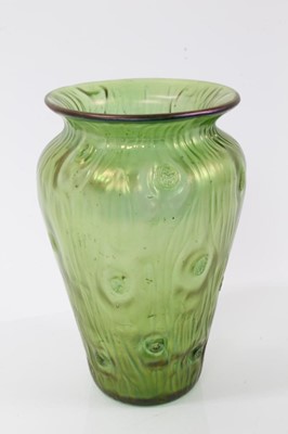 Lot 1116 - Loetz or Kralik iridescent green glass vase, 18cm high