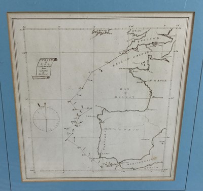 Lot 196 - Lt. Robertson R.N., 1870s pen and ink map, 'Track of H.M.S. Undaunted from Gibraltar to Spithead', 22cm x 21cm, in glazed frame  
Provenance: Colin Denny Ltd., London