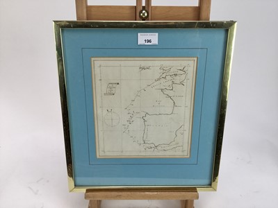 Lot 196 - Lt. Robertson R.N., 1870s pen and ink map, 'Track of H.M.S. Undaunted from Gibraltar to Spithead', 22cm x 21cm, in glazed frame  
Provenance: Colin Denny Ltd., London