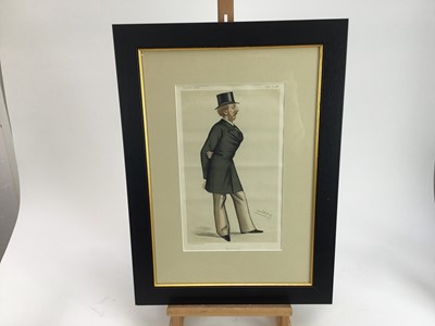Lot 248 - Six antique Vanity Fair prints to include; Round the World, Marlborough, A Lord-in-Waiting, Chemistry, An erudite Dean and Liverpool, each in glazed ebonised frames