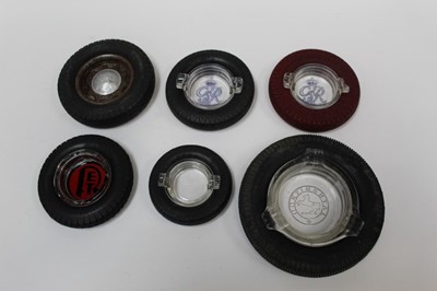 Lot 2039 - Collection of vintage promotional / advertising ashtrays in the form of tyres, various names including Pirelli and Goodrich (1 box)