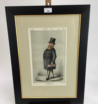 Lot 190 - Six antique Vanity Fair prints to include; Trinity, The Privy Purse, Paris Exhibition, Statesmen No. 19 and 20 and Greek, each in glazed ebonised frame