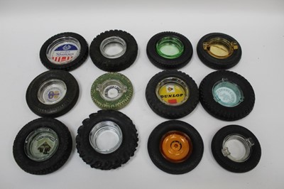 Lot 2042 - Collection of vintage promotional / advertising ashtrays in the form of tyres, various names including Goodrich and General Rubber Co. (1 box)