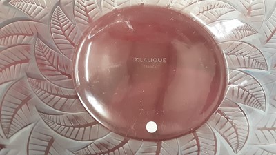 Lot 1121 - Rene Lalique glass bowl with stylised leaf decoration, signed R Lalique, France, 31cm diameter