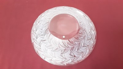 Lot 1121 - Rene Lalique glass bowl with stylised leaf decoration, signed R Lalique, France, 31cm diameter