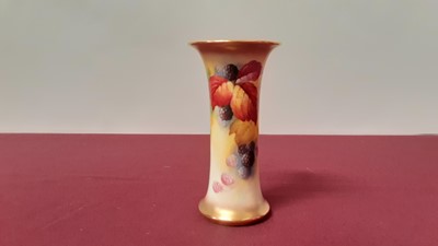 Lot 1134 - Royal Worcester vase with hand painted berry and leaf decoration, signed K Blake, 15cm high