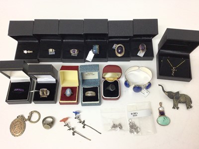 Lot 136 - Group of silver gem set rings, mostly boxed and other silver and white metal jewellery