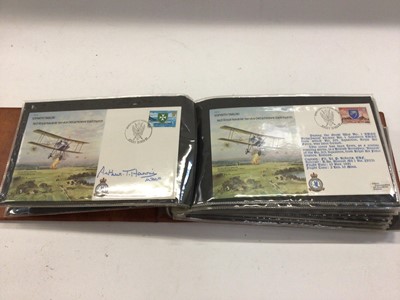 Lot 1520 - One album of RAF related First Day Covers to include various signed, Douglas Bader, Leonard Cheshire V.C. and others, together with other loose stamps and albums.