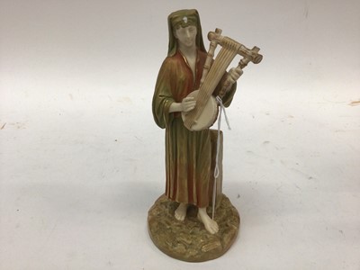 Lot 1142 - Royal Worcester figure of a male playing a lyre, 22.5cm high