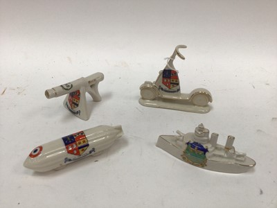 Lot 1146 - Three Carlton china crested items for Northleach together with an Arcadian ship for Tisbury (4)