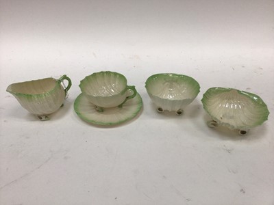 Lot 1147 - Selection of Belleek Neptune china comprising cup and saucer, cream jug, sugar bowl and shell shaped bowl