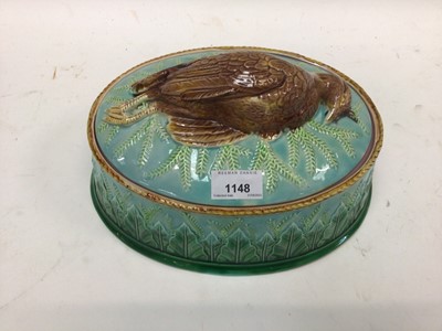 Lot 1148 - George Jones Majolica game pie dish and cover